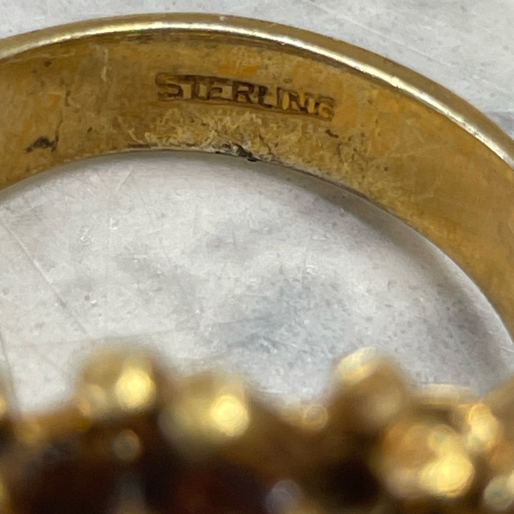 Vintage Sterling Silver Gold plated Nugget Cluster Statement Ring Size 7.75 - Picture 8 of 15